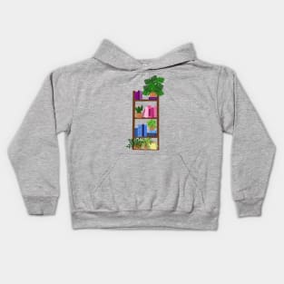 Book shelf with plants Kids Hoodie